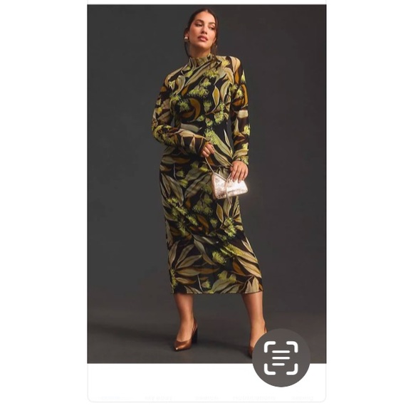 Anthropologie Dresses & Skirts - Anthropologie Leaf Print Mesh  Long Sleeve Dress XL